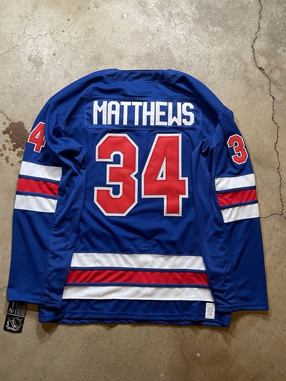 Auston Matthews #34 2026 Olympics Team USA Size M Jersey Blue